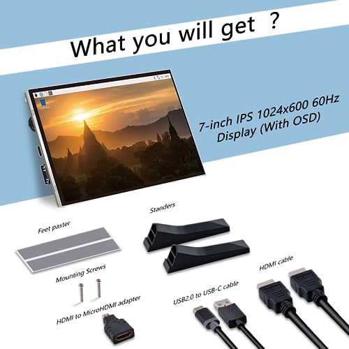 GeeekPi 7-Inch Screen for Raspberry Pi, 1024x600 IPS LCD Display, HDMI Portable Monitor for Pi 5/4B/3B+/3B, Win11/10/8/7, Free-Driver by GeeekPi - Image 9