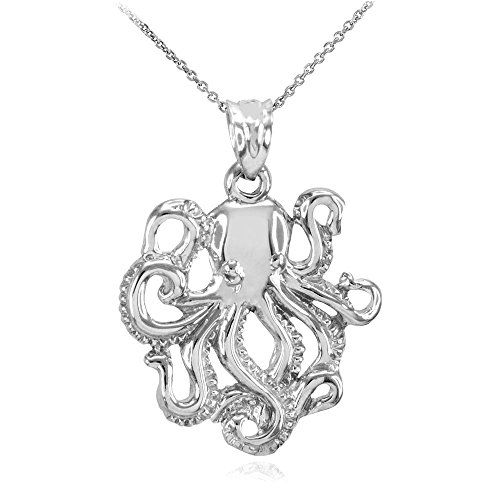 Claddagh Gold Fine 925 Sterling Silver Octopus Marine Life Pendant Necklace, 22"