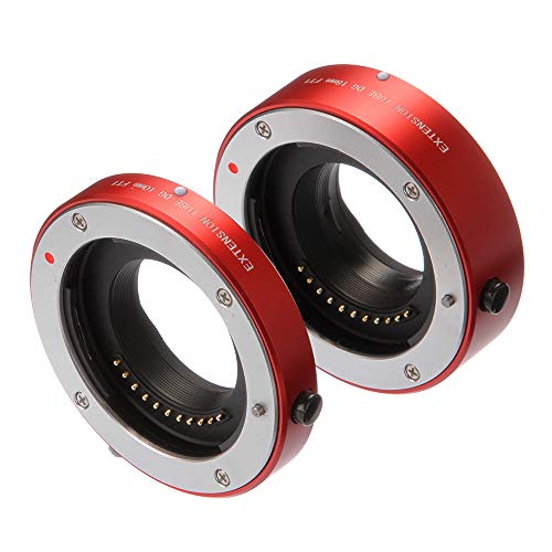 Fotga Metal Auto Focus Macro Extension Tube 10Mm+16Mm Set For Micro Four Thirds Mft M4/3 Mount Gh1/2/3 Gh4 Gh5 Gh5S E-Pm1 E-Pm2 E-Pl1/2/3 E-M10 Ii Iii E-Pl7/8/9/10 Pen-F Cameras (Red) #TOP3