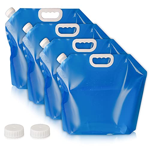 Hakkin Collapsible Water Tank Container 4 Pack 1.3 Gallon/5L, No-Leak Freezable Portable BPA Free...