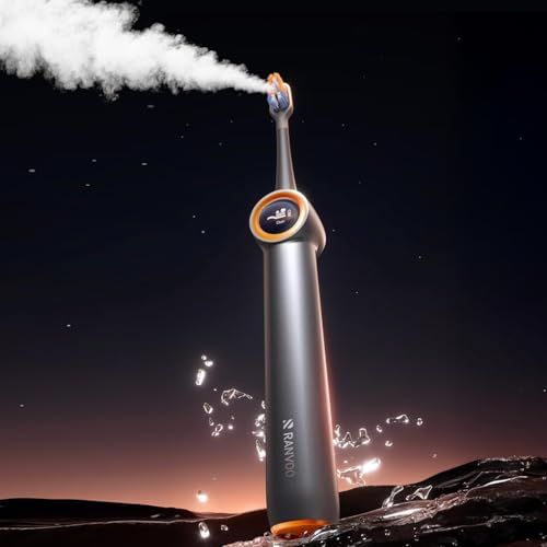 RANVOO AirJet™ [Maximale Jet-Reinigung] Elektrische Zahnbürste Schall Erwachsene, Valentinstagsgeschenk, Plaque Entfernung, Zahnaufhellung, Zwischenräume, für Zahnspange, 2 weiche Bürstenköpfe Grau