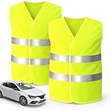 POWR CAR 2X Gilets de sécurité voiture jaune ISO20471   Gilet de panne 2024 & 2025   Gilet de sécurité accident voiture Gilet jaune fluo réfléchissant voiture, voiture, camion   Accessoires auto
