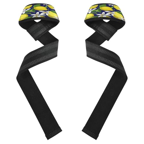 STAYTOP Yellow Lemon Wrist Straps for Weightlifting,Lifting Straps with Neoprene Cushioned Wrist Padded and Anti-Skid Silicone for Strength Training,Bodybuilding,Deadlifting