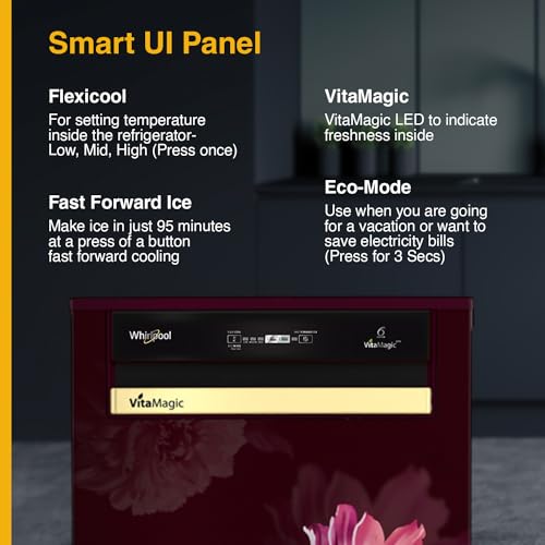 Image of Whirlpool 192 L 3 Star Vitamagic PRO Direct-Cool Single Door Refrigerator (215 VMPRO PRM 3S WINE DAFNE-Z,Red, Auto Defrost Technology)