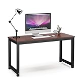 Tribesigns Computer Desk, 55 inch Large Office Desk Computer Table Study Writing Desk for Home Office, Teak + Black Leg