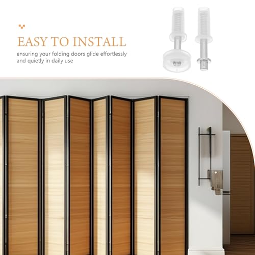 Kit de 6 piezas de herrajes con rodillos para puerta bifold, rueda guía con resorte para reparación de puerta plegable de clóset, reemplazo universal para vestidor o área de lavado miniatura 4