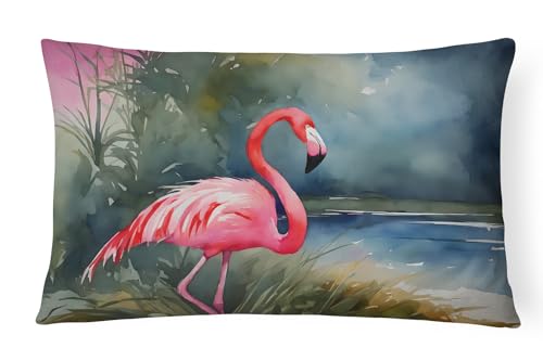 Caroline's Treasures DAC2863PW1216 Flamingo Throw Pillow Machine Washable, Indoor Outdoor Decorative Pillow for Couch, Bed or Patio, 12HX16W