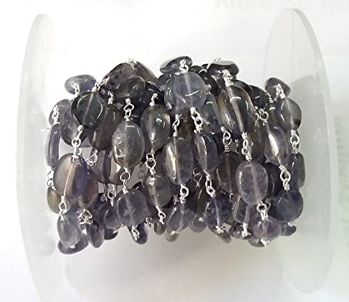 Chaîne d'iolite de qualité supérieure à perles ovales lisses de 6x8mm