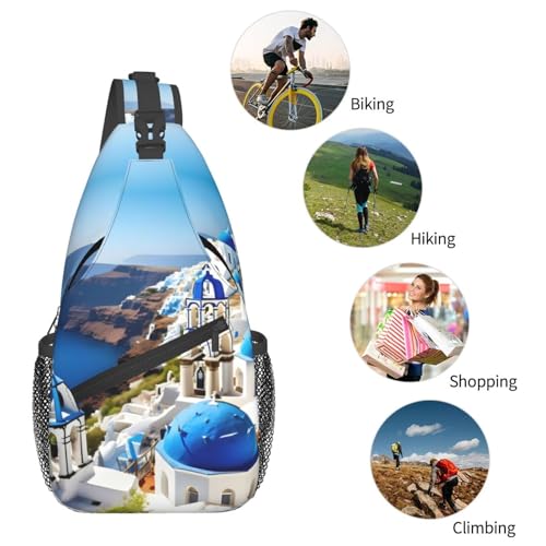 Mochila cruzada con estampado de vista marítima griega miniatura 6