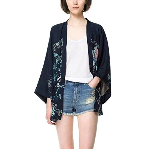 Yalatan Cardigan Kimono Jacket Bats Sleeve Lady Shawl Harajuku Phoenix Printed Loose Women Tops Cover