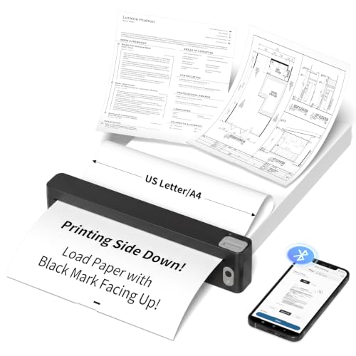 JADENS Portable US Letter Thermal Printer with Bluetooth, Inkless Printing