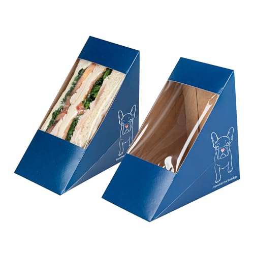 Restaurantware Cafe Vision 4.8 x 2.8 Inch Sandwich Paper Boxes 200 Medium Sandwich Wedge Boxes - With Window Disposable Frenchie Paper Triangle Sandwich Containers Grease-Impervious Lining by Restaurantware - Used condition - US$54.85