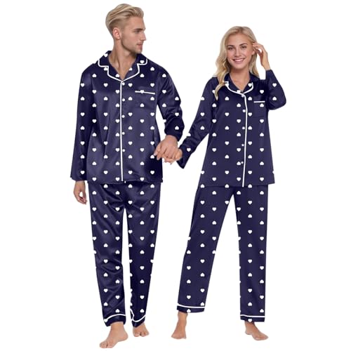 Conjunto de vestidos para parejas de tela suave con corazones 6