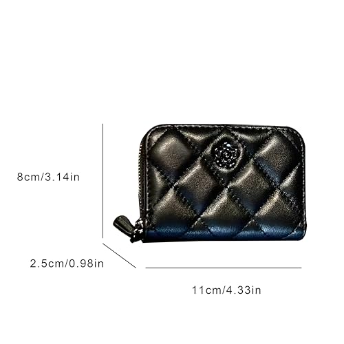 Small Genuine Leather Wallet For Women Wallet Women Mini Credit Card Holder Organizer Case With Zipper Pocket (black)2