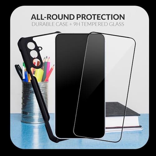 Image of Back Cover Case + Screen Protector for Samsung Galaxy A17 5G | Transparent Black | TPU & PC Anti Yellow Mobile Phone Case Cover for Samsung Galaxy A 17 / A17 5G | 360 Degree Protection
