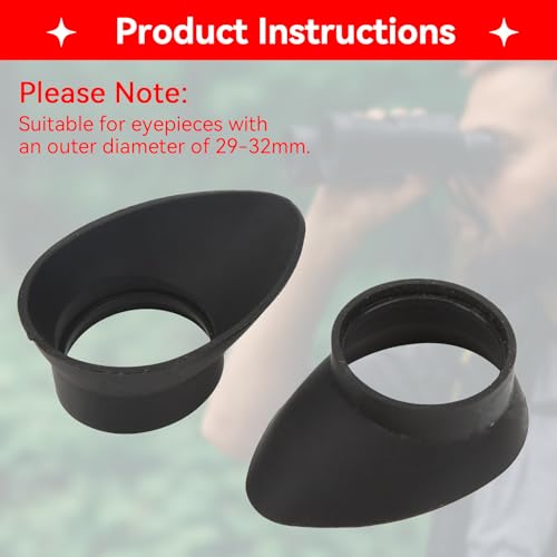 2PCS Binocular Eye Cups, Binocular Eye Cups Replacement 27mm Inner Diameter Foldable Binocular Rubber Eyepiece Eye Guards Cups(Cups are not Curve Around Your face)