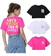 Mebius Girls Toddler Graphic Tees T Shirts Letter Print Summer Casual Short Sleeve Crewneck Prepp...