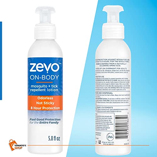 Zevo On-Body 5.8 Fl Oz. Mosquito And Tick Repellant Lotion + Includes Exclusive Venancio’sfridge Sticker & Sticky Fruit Trap #TOP7