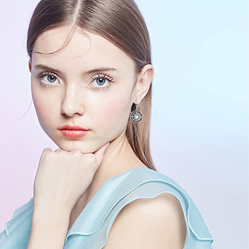 Compass Earrings 925 Sterling Silver Moonstone Leverback Earrings Drop Dangle Earrings For Women Girls Graduation Traval Lover Gifts #TOP4