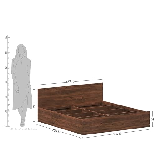 Image of Amazon Brand - Solimo Altamore Engineered Wood King Bed with Storage, Non Woven Base (Walnut Finish)