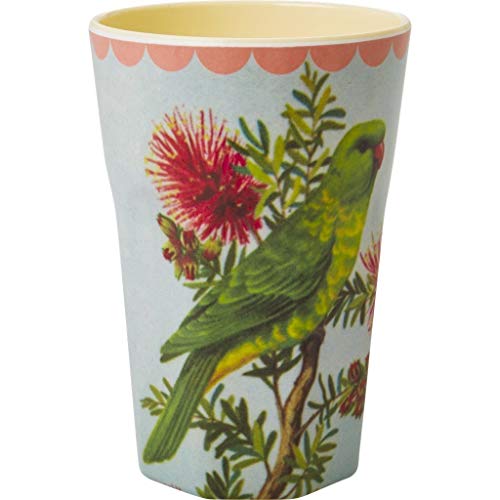 Rice Latte Cup Melamine Two Tone with Vintage Parakeet Print Cream by Rice DK