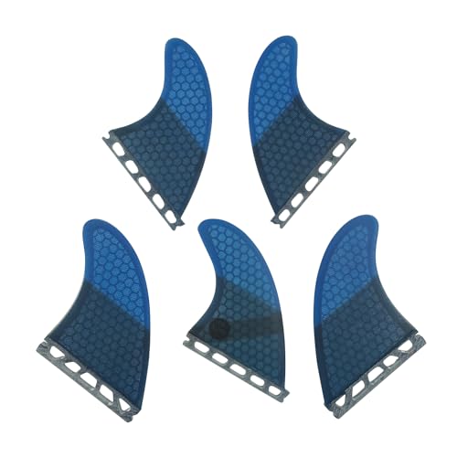 UPSURF Surfboard fins k2.1 5fins Single tab Surfing fins Honeycomb Choose Color (Blue)