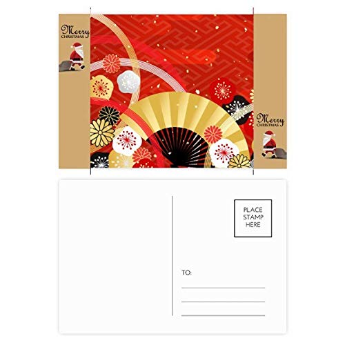 Éventails pliables pour cadeaux d'invités motif géométrique Père Noël lot de 20