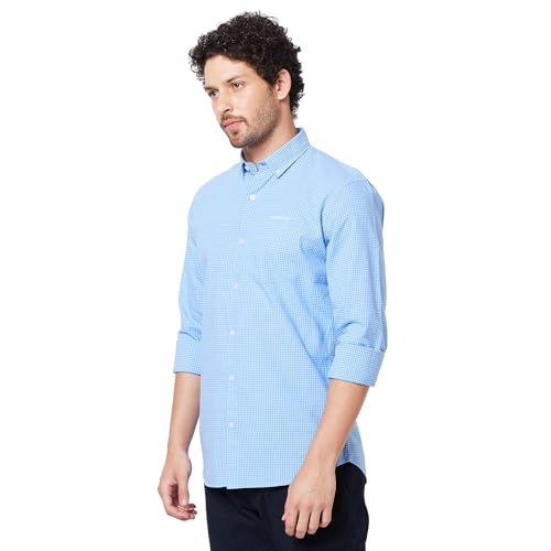 Image of KENNETH COLE New York Mens Slim Fit Cotton Spread Collar Long Sleeve Patch Pocket at Chest Casual Shirt