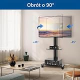 RFIVER Obrotowy stojak na telewizor na kółkach, do telewizora 68.6 cm–165.1 cm, mobilny wózek na telewizor z regulacją wysokości, nośność 50 kg, na płaski i zakrzywiony ekran, maks. VESA 400 x 400 mm
