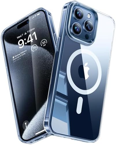 TORRAS Clear-Mag für iPhone 15 Pro Hülle für MagSafe Nr.1 Schutzkraft und Magnetkraft Handyhülle iPhone 15 Pro Case Stoßfest Kratzfest Schutzhülle Cover Edle Transparent