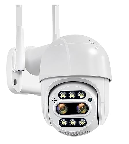 Cámara de Seguridad, Cámara IP 8MP 4K PTZ 8X Zoom Dual-Lens Human Detect CCTV Cámara Exterior CCTV Video Vigilancia Cámara(4MP,NO SD Card)