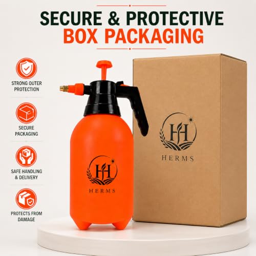 Image of HERMS 2L Hand Pressure Spray Pump | 3 Spray Modes (Mist, Shower & Jet) | Adjustable Brass Nozzle | Garden Sprayer for Watering Plants, Pesticide, Fertilizer, Home Garden & Car Washing