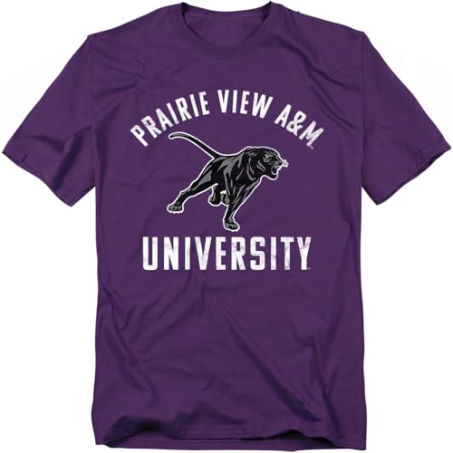Prairie View A&M University Official Large Logo Short Sleeve Mens Cotton T-Shirt Purple Large