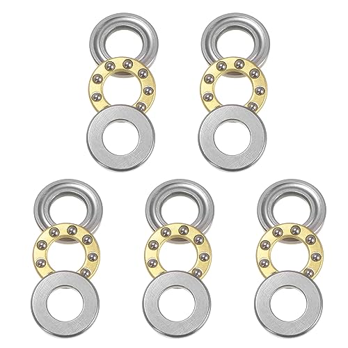 QUARKZMAN 5pz F5-10M Miniatura Reggispinta Sfera Cuscinetti 5mm Alesaggio 10mm OD 4mm Spessore Cromo Acciaio con Rondelle per Trasportatori Sistemi Macchine Utensili