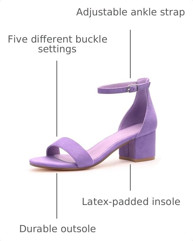 Image of PARTY Women's Open Toe Ankle Strap Low Block Chunky Heels Sandals