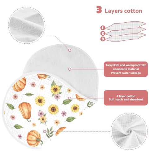 2 Pack Muslin Burp Cloths Pumpkin Orange Fall Cotton Baby Burp Cloths Soft Burping Cloth Absorbent Spit Up Rags for Newborn Babies, Large 22" x 11"3
