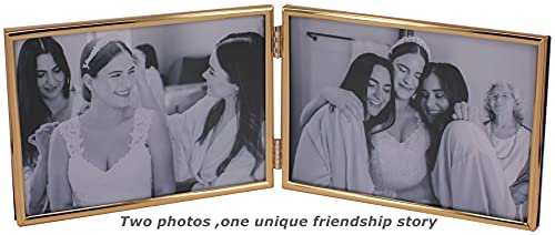 Leadex Double Thin Edge Gold Plated Picture Frame,Horizontal Standing,4 By 6 Inch,Velvet Back Simple Classic Styling #TOP6