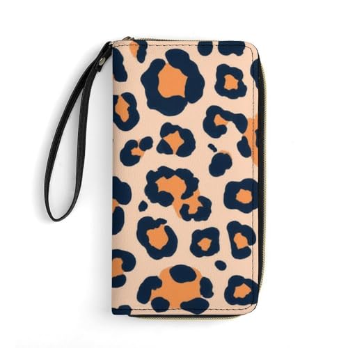 Women Travel Wallet, Zipper Closure Phone Purse, Portable Rope Wallets, Perfect for Business, Watercolor Leopard Cheetah Animal Print