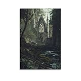 Dark Academia Leinwandposter, mittelalterliches Schloss, 