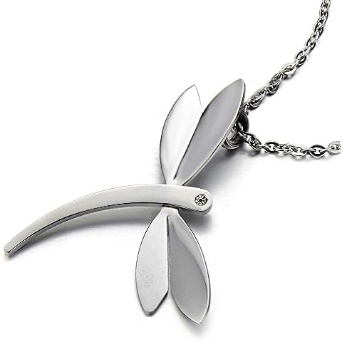 COOLSTEELANDBEYOND Precioso Libélula Colgante, Collar de Mujder Niñas, Acero Inoxidable Cover