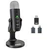 zealsound Microfono wireless,microfono USB per *Phone/PC/iPad/Android Phone-microfoni da tavolo a condensatore senza fili con monitoraggio dell'eco muto, Bluetooth 2,4 GHz per Podcast/ASMR/Video