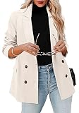 CRAZY GRID Womens Double Breasted Blazer Jackets Long Sleeve Open Front Suit Jacket Business Casual