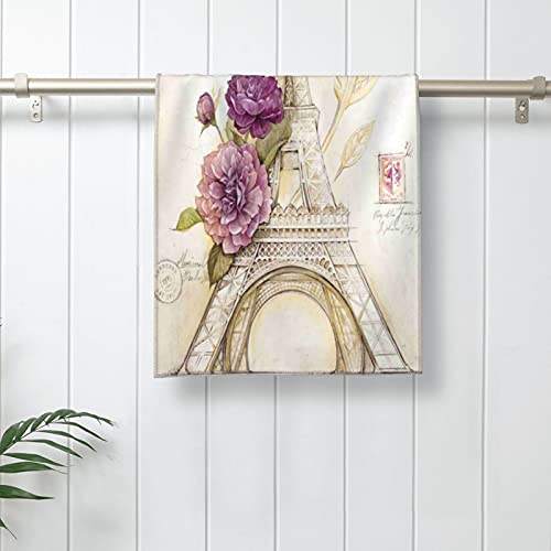 Xwqwer Vintage Paris Themed Bluish Brown Eiffel Tower Hand Towels Ultra Soft Highly Absorbent, Quick Dry Bathroom Kitchen Towel For Gym Yoga Spa Hotel And Home Decor(12 X 27.5 In) #TOP5