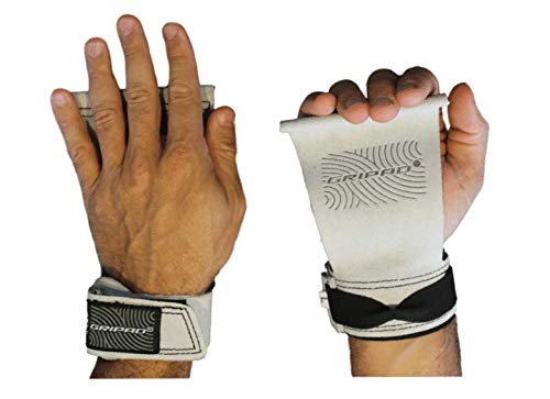 Gripad AMRAP Cross-Training Grips for Pull-ups, Weightlifting, WODs with Wrist Straps | Comfort and Support | Hand Protection from Rips and Blisters | Men and Women. (Grey, Medium)