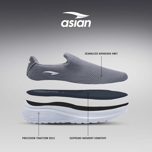 Image of ASIAN Wonderwalk-03 Men's Walking Shoes | Breathable Knit Mesh Upper, Lightweight Sole & Easy Slip-On Comfort