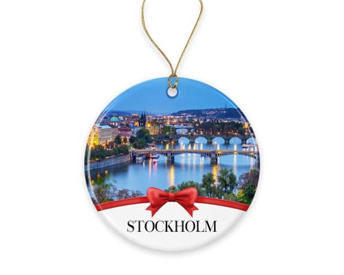 Stockholm Christmas Ornament, Christmas Ornaments Travel Souvenir Collection Gift for Family, Christmas Tree Ornament City Travel, Stockholm Travel Gift Xmas Holiday Printed on Both Sides