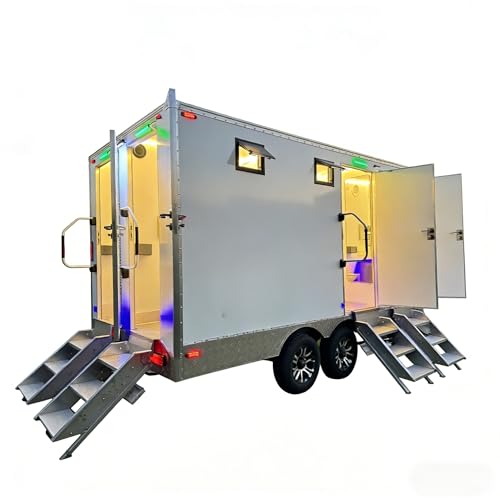 Portable toilet Restroom Trailer - Wheelchair Accessible Portable Bathroom with Wide Doors and Grab Bars, Multi Stall Portable Toilet for Public Events and Government Facilities