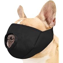 BARKLESS French Bulldog Calming Muzzle, Short Snout Shading Eye Mask to Help Calm the Dog Down, Soft Dog Muzzle for Grooming Vet Visits, Mouth Guard Prevent Biting Black, S