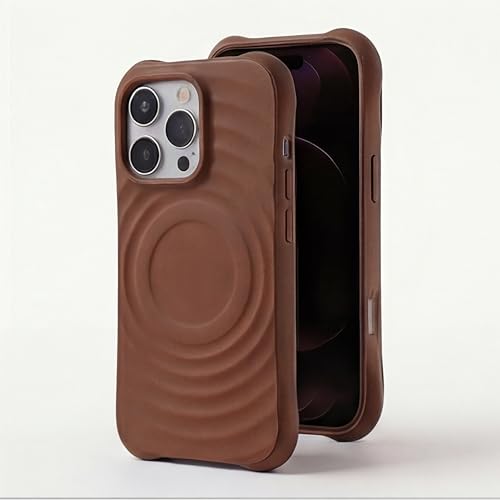 Image of amazon basics Shockproof Case for iPhone 12 Pro Max | Ripple Pattern | Camera Protection | Protective Cover with Enhanced Grip & Wireless Charging Support - Brown