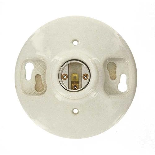 Leviton 9875 Porcelain Outlet Box Mount, Incandescent Ceiling Lampholder, Keyless, White